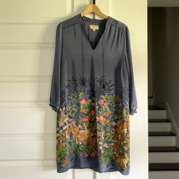 Moulinette Soeurs for Anthropologie Silk Fabled Fields Print Dress ~ Size L - Picture 3 of 12